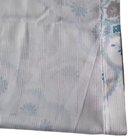 Morrocan Style Floral Pattern Polyester Fabric Shower Curtain, 72x72, Blue/White - Picture 5 of 12